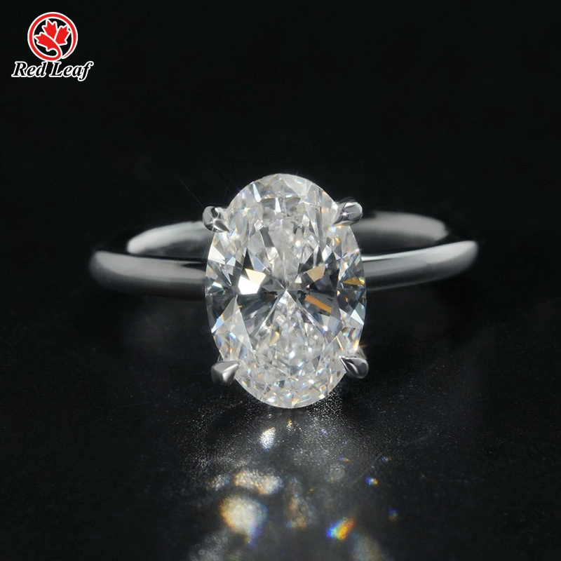 Redleaf Oval Cut IGI certifié 10k / 14k / 18k / PT950 White Gold Lab Diamond Diamond Custom Lab Lab a des bagues de fiançailles en diamant 1