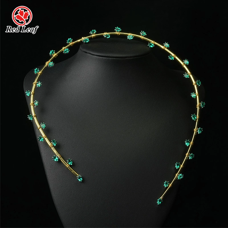 Redleaf personnalisé 10k / 14k / 18k jaune en or jaune poire coupé collier émeraude émeraude 1