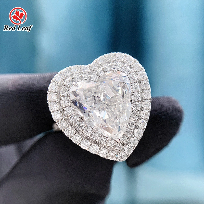 Redleaf Heart Cut 18k أبيض الذهب 5CT D-E مقابل خاتم زواج المشاركة الطبيعية الماس 1