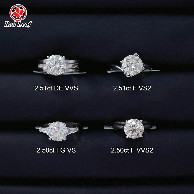 Redleaf 1.5CT-6CT Round Cut 10k 14k 18k الذهب الأبيض خاتم الماس الطبيعي مخصص خواتم الخطبة الماس الطبيعية 1