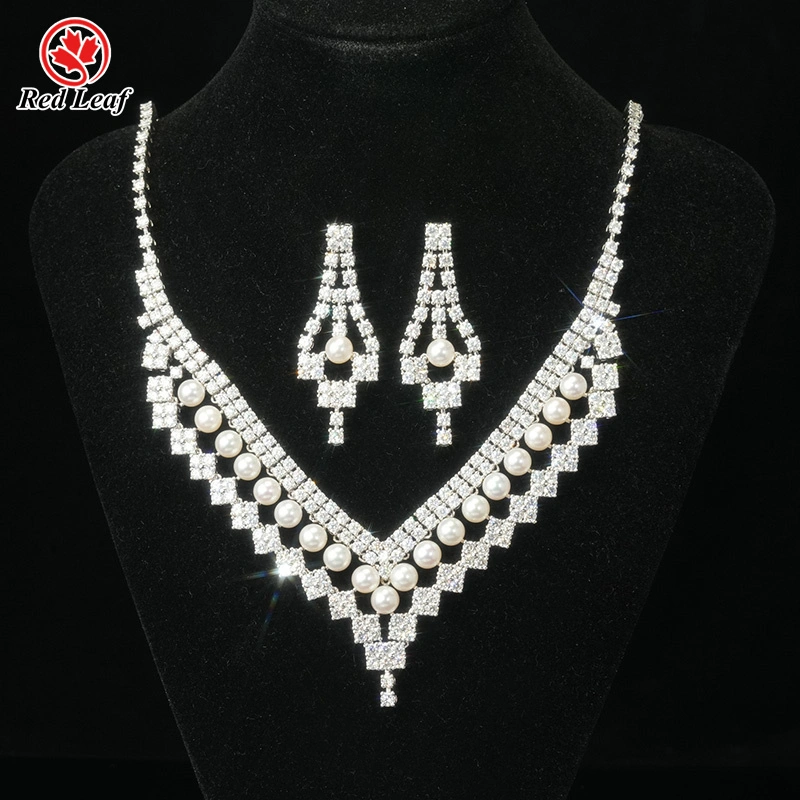 Redleaf Popular 10K/14K/18K White Gold Customized Pearl & Moissanite Jewelry Sets With Earring Necklace Custom Lab Made Jewelry 1