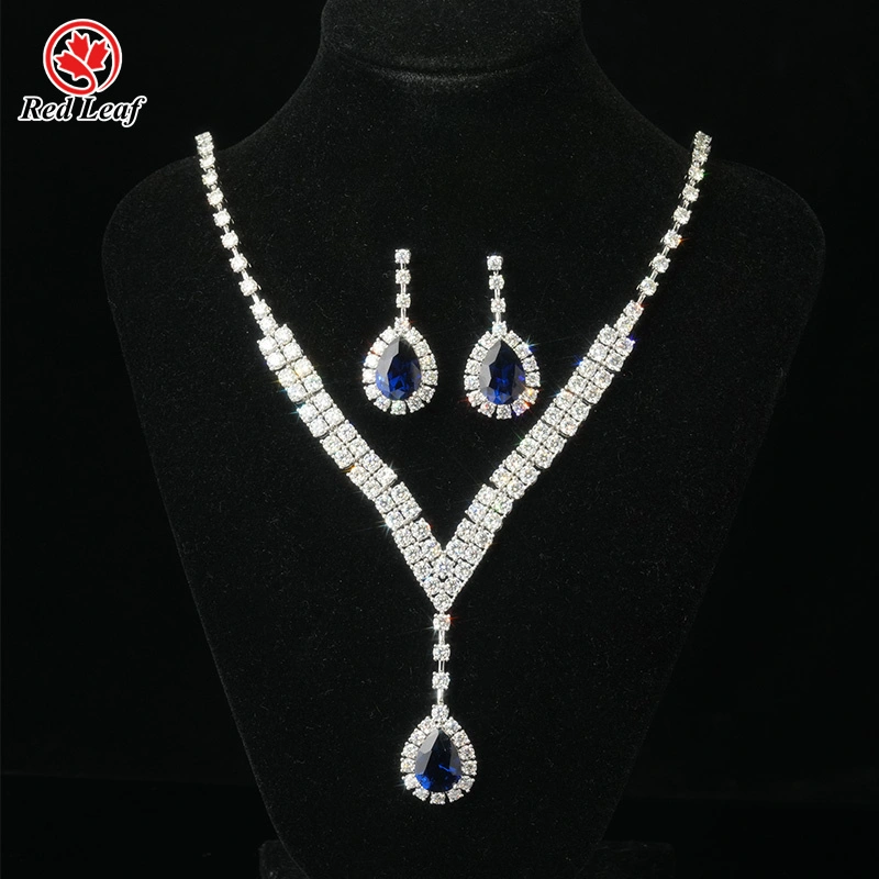 Redleaf Customized 10K/14K18K Weißgold Labor Gürze Saphir Feine Schmucksets mit Ohrring Halskette Labor Made Diamond Jewelry Großhandel 1