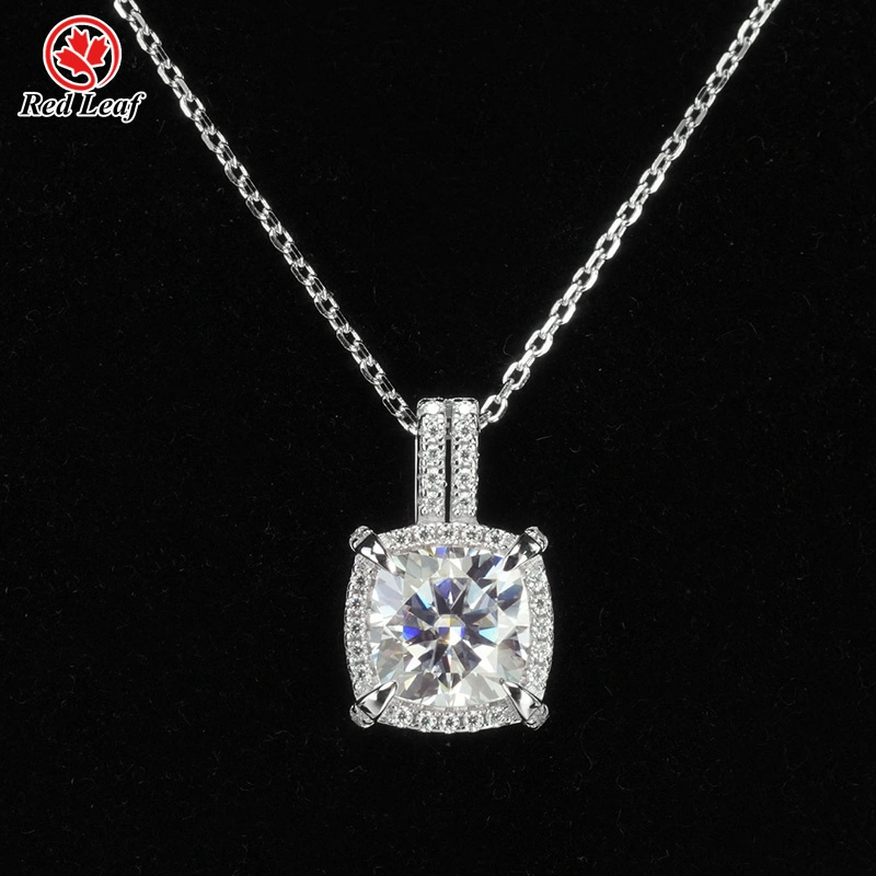 Redleaf 10k 14K 18K Coup de coussin en or blanc coupé 2CT D VVS1 Laborat diamant à collier diamant laboure des bijoux diamants cultivés 1