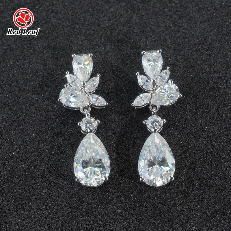 Redleaf Pear Cut 10K 14K 18K White Gold Marquise Cut Round Cut 2CT D VVS1 Lab Grown Diamond Earrings Lab Grown Diamond Jewelry Manufacturers 1