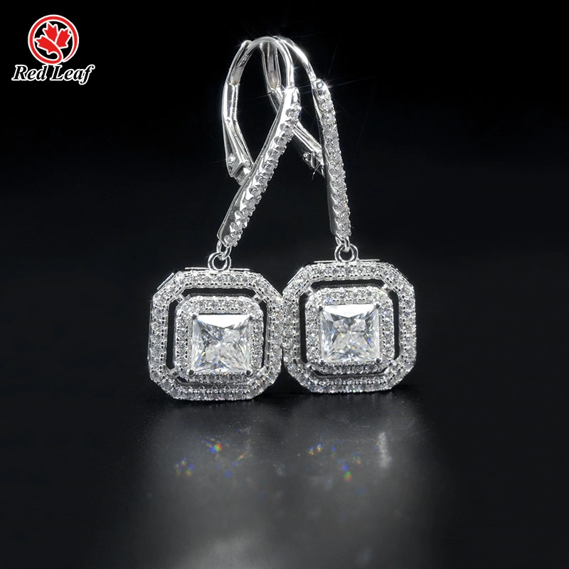Redleaf 10K 14K 18K White Gold Princess Cut 2CT D VVS1 Lab Grown Diamond Earrings Cvd Diamond Jewellery Manufacturers 1
