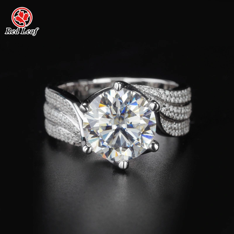 Redleaf 5CT D VVS1 14K 18K White Gold Round Cut Lab Grown Diamond Engagement Ring Cvd Diamond Jewellery Manufacturers 1