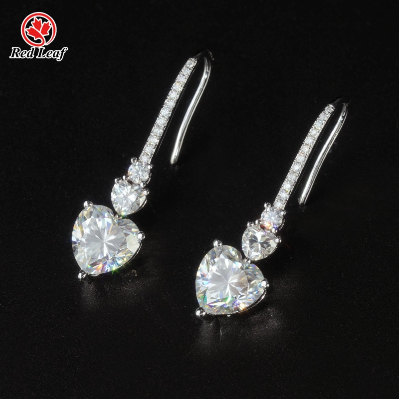 10K 14K 18K White Gold 1CT 2CT D VVS1 Heart Cut Lab Grown Diamond Earrings Lab Grown Diamond Jewelry Manufacturers -Redleaf 1