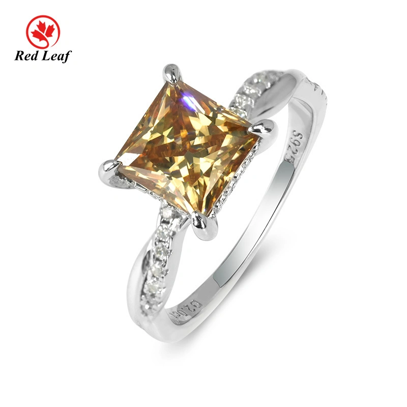 Bague de fiançailles Redleaf en or blanc 10 carats, 14 carats, 18 carats, taille princesse, certifiée GRA, 3 carats, VVS1, moissanite, cultivée en laboratoire 1