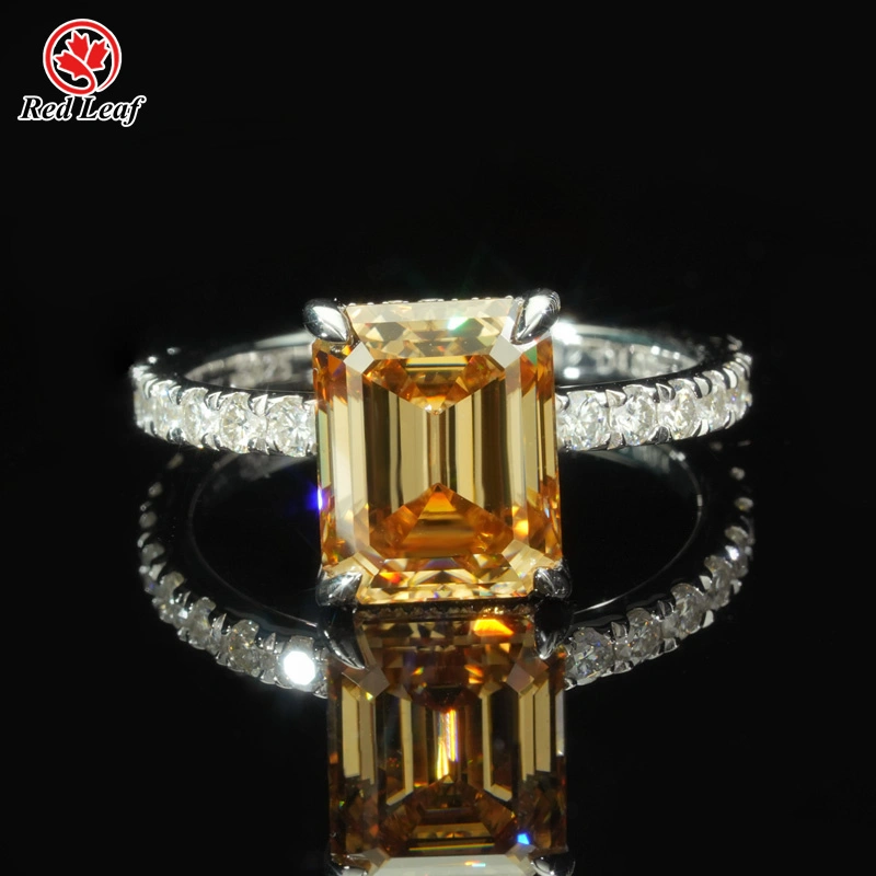 Redleaf 4CT VVS1 Smaragdschliff 10K 14K 18K Weißgold Weißer Moissanitring Individuelle, im Labor gezüchtete Verlobungsringe 1