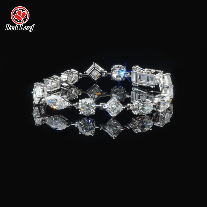 Redleaf 10K 14K 18K White Gold Fancy Cut D VVS1 IGI Certificate Lab Grown Diamond Tennis Bracelet Custom Lab Made Jewelry 1