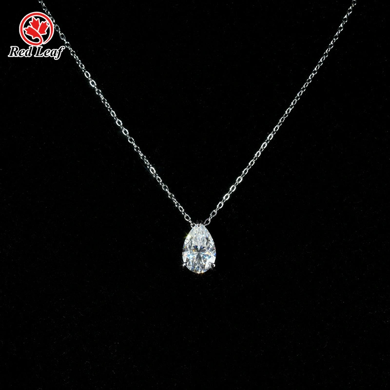 2CT D VVS1 IGI Certified 14K 18K White Gold Pear Cut Lab Grown Diamond Necklace Lab Made Diamond Jewelry Wholesale -Redleaf 1