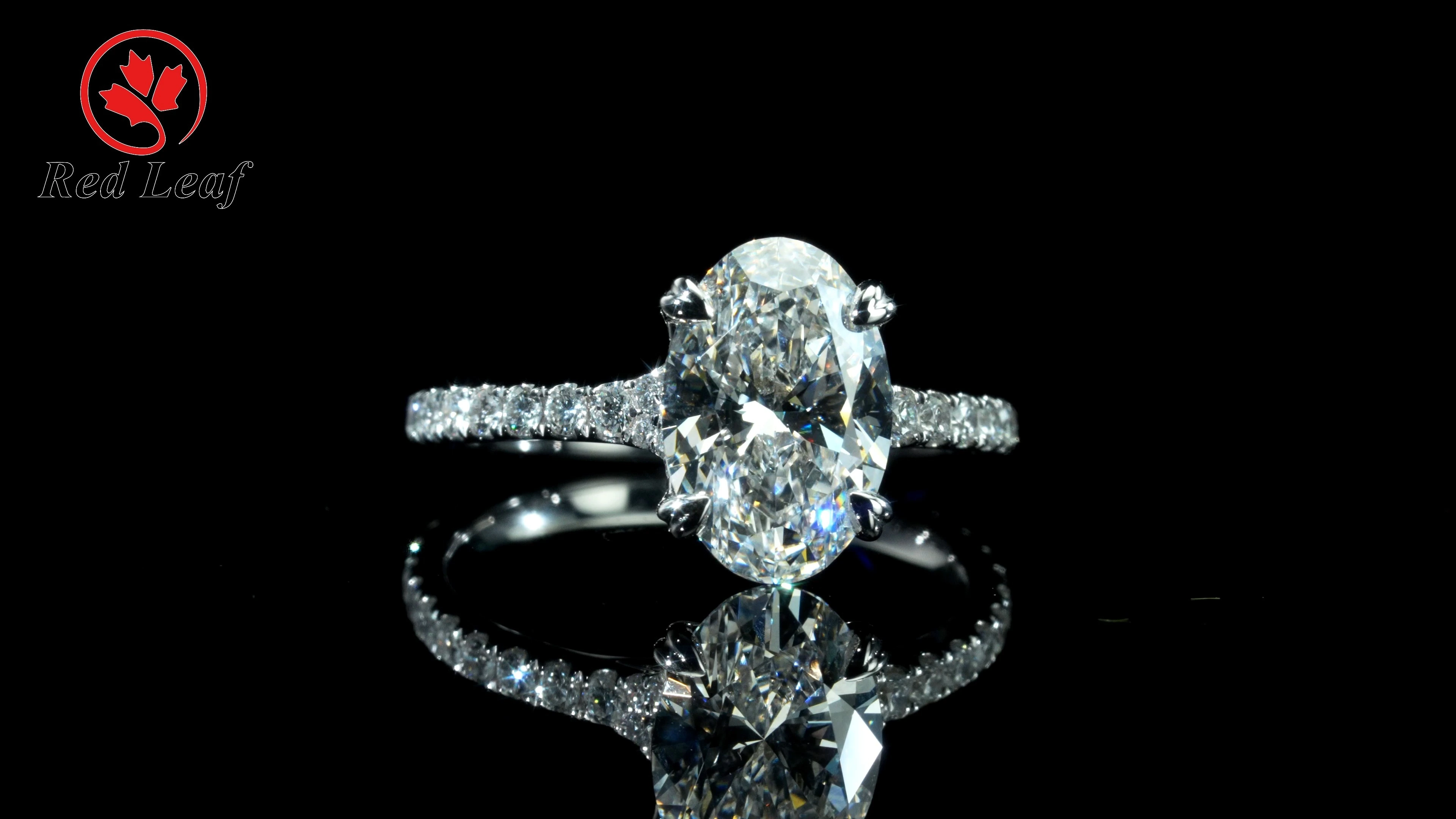 Oval Cut 18K White Gold Lab Grown Diamond Ring 3CT D VVS2 Custom Lab Grown Engagement Rings -Redleaf 1