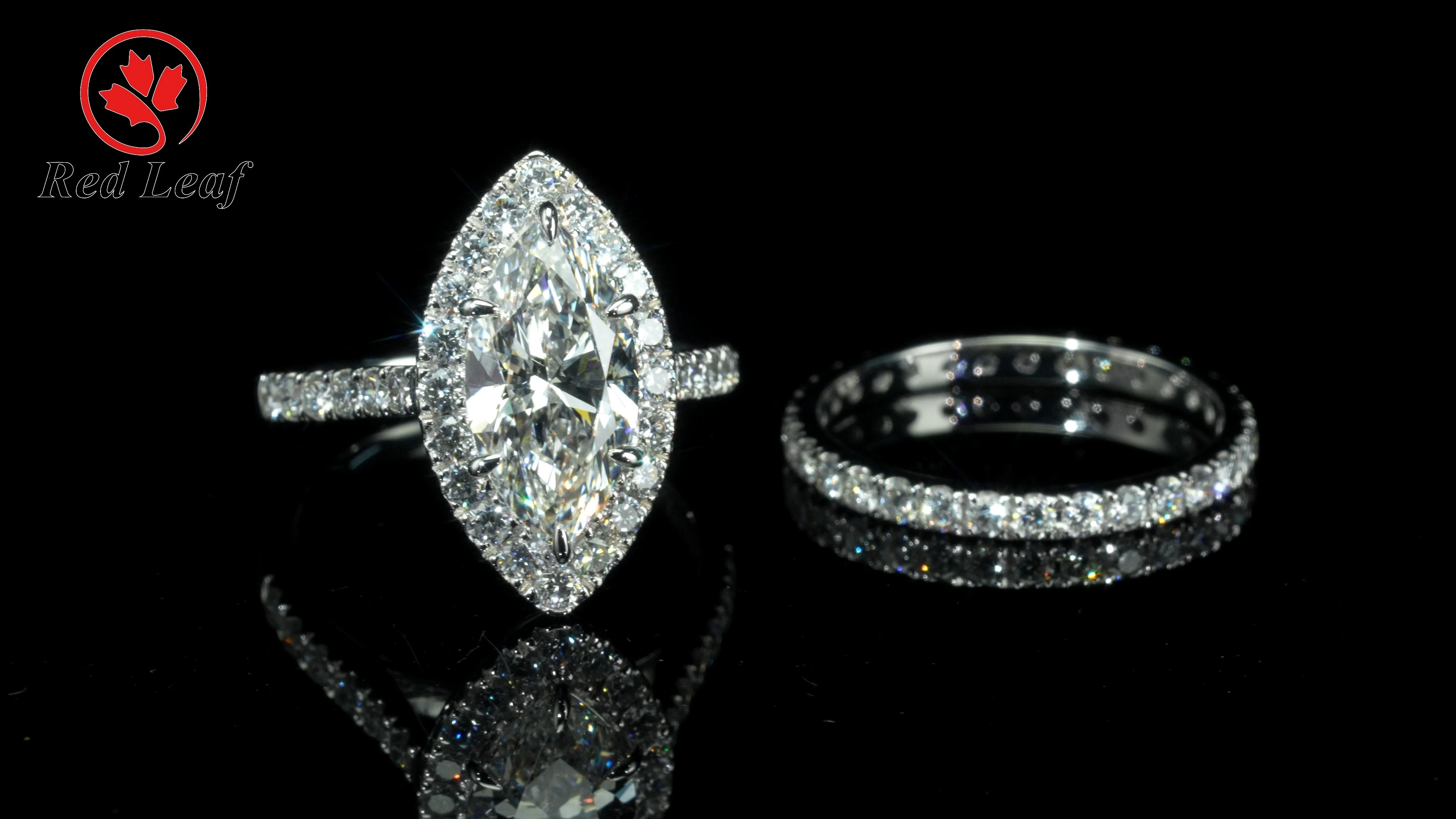 Verlobungsring aus 18 Karat Weißgold mit Marquise-Schliff und im Labor gezüchtetem Diamanten, 1 Karat, 2 Karat, 3 Karat, individueller Ring aus im Labor gezüchtetem Diamanten – Redleaf 1