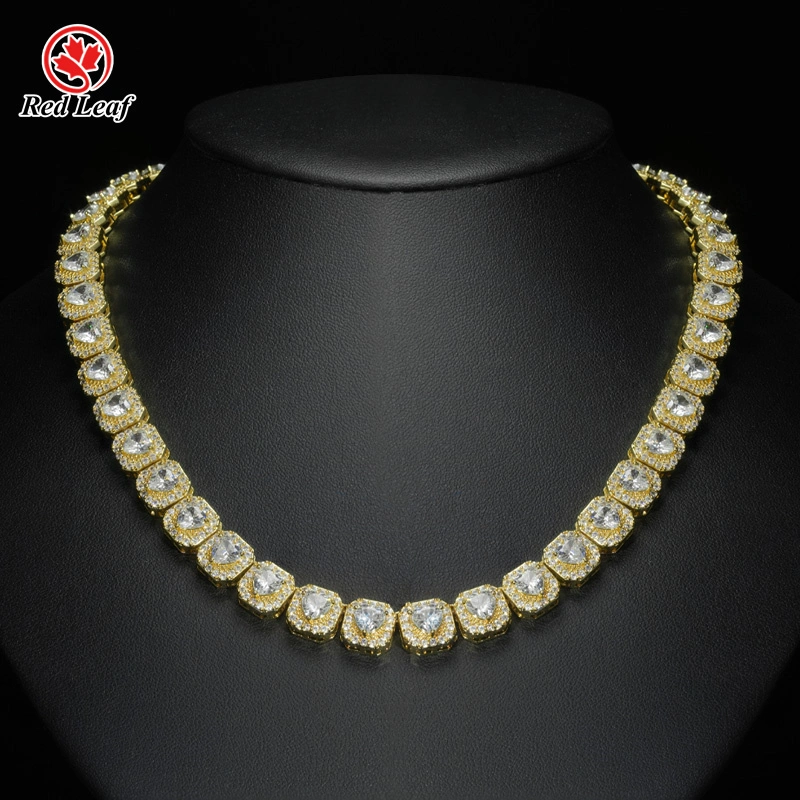 Collar de moissanita de corte corazón de 1CT y 2CT en plata 925, oro amarillo de 10 quilates y 14 quilates, joyería personalizada hecha en laboratorio - Redleaf 1