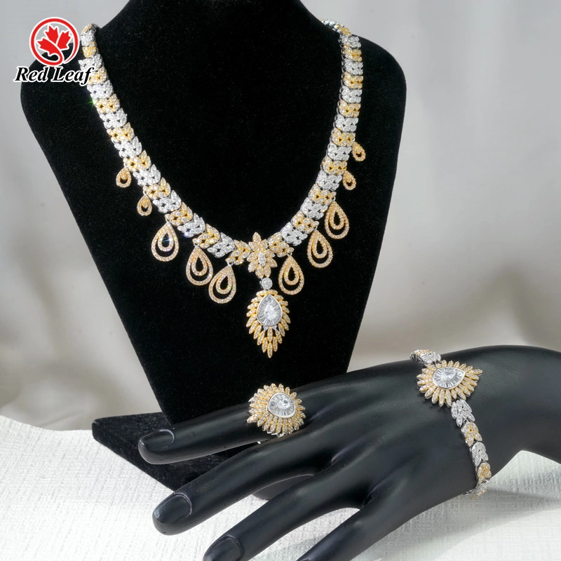 10K 14K 18K White Gold Pear Cut Lab Grown Diamond Jewelry Sets With Necklace Bracelet Ring Lab Grown Diamond Jewelry Manufacturers-Redleaf 1