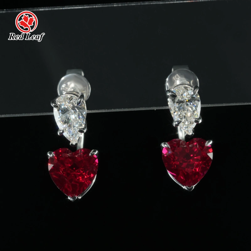 1.05CT E VVS2 10K 14K 18K White Gold Pear Cut & Heart Cut Lab Grown Diamond Earrings Lab Diamond Custom Jewelry -Redleaf 1