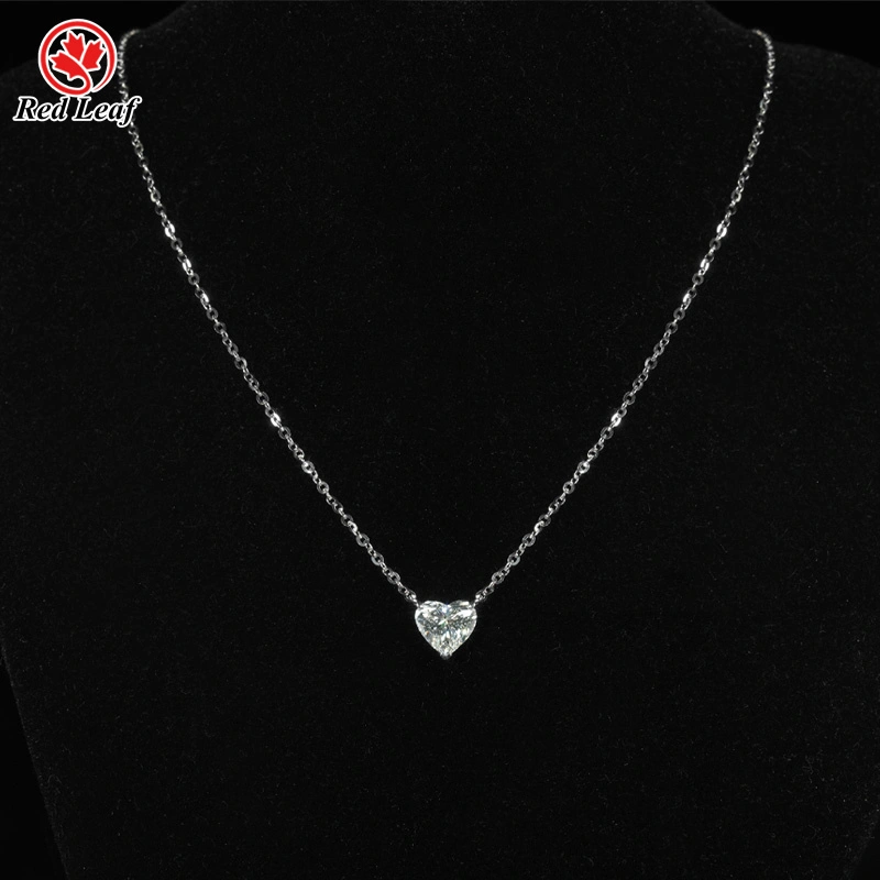 IGI Certified 1.5CT E VVS2 14K White Gold Heart Cut Lab Grown Diamond Necklace Cvd Diamond Jewellery Manufacturers-Redleaf 1