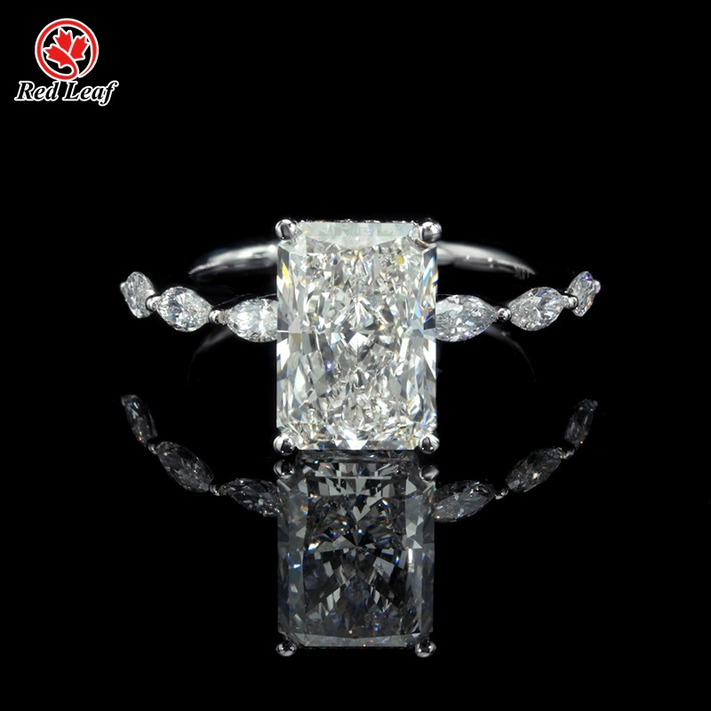 10K 14K 18K White Gold Radiant Cut 3CT F VVS2 IGI Certificate Lab Grown Diamond Engagement Ring Custom Lab Created Diamond Rings -Redleaf 1