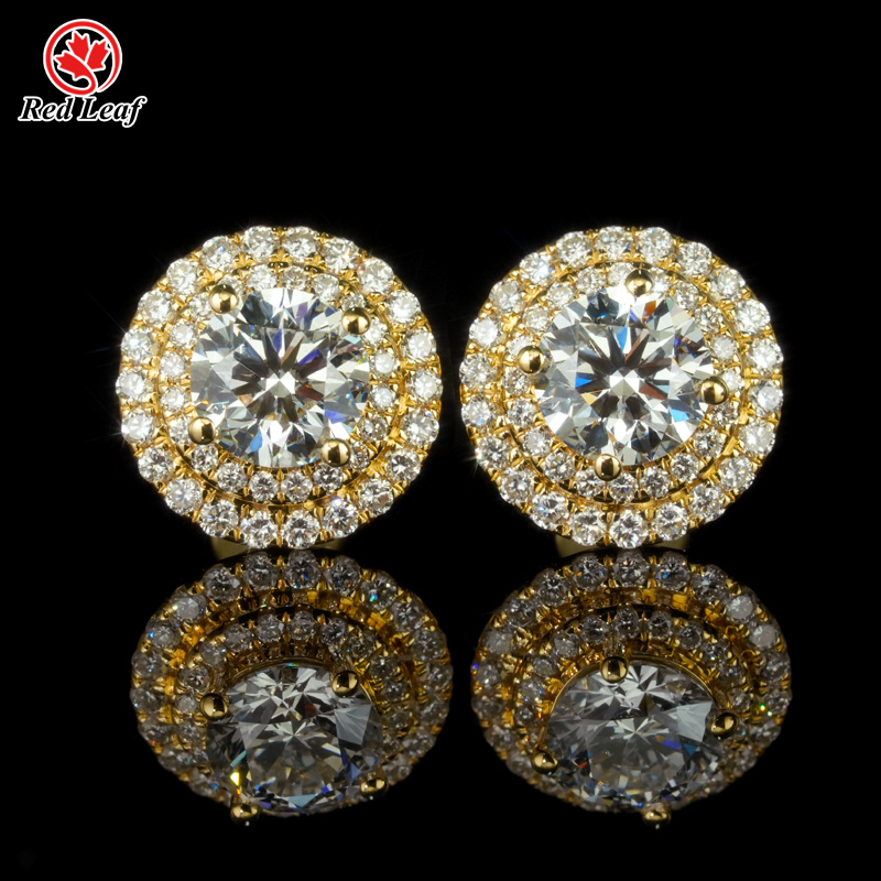 14K Yellow Gold Round Cut 1.05CT D VS1 Lab Grown Diamond Stud Earrings Cvd Diamond Jewellery Manufacturers -Redleaf 1