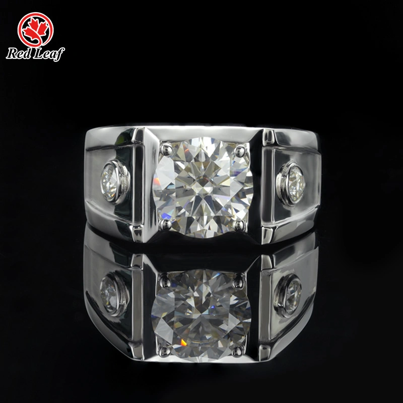 10K 14K 18K White Gold 2CT D VS1 Round Cut Lab Grown Diamond Men Ring Custom Engagement Rings Lab Diamonds -Redleaf 1