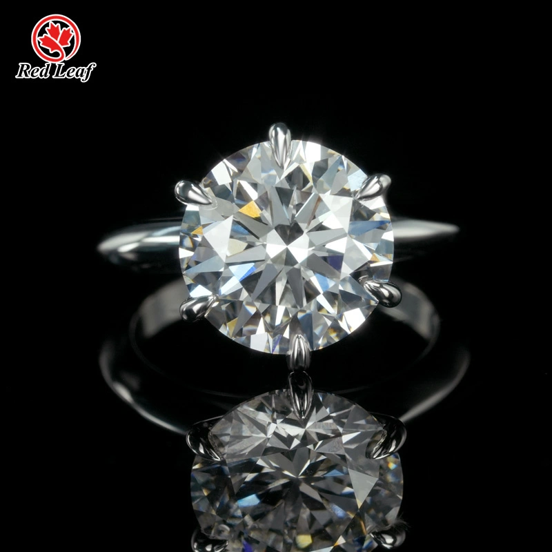 5.20CT D VVS2 Round Cut 18K White Gold Lab Grown Diamond Engagement Rings Custom Lab Grown Diamond Ring -Redleaf 1
