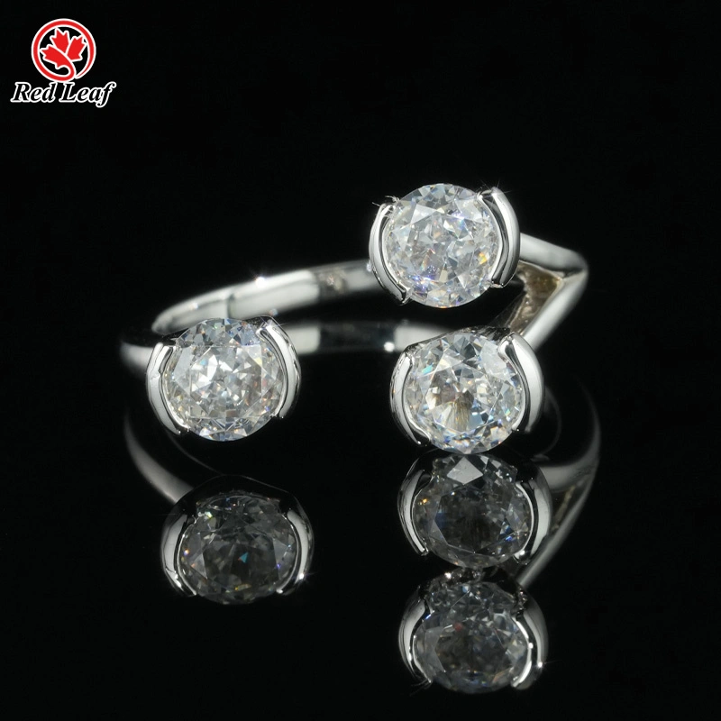 10K 14K 18K White Gold Round Cut 1CT 2CT 3CT DEF VVS Moissanite Engagement Ring Custom Lab Made Jewelry -Redleaf 1