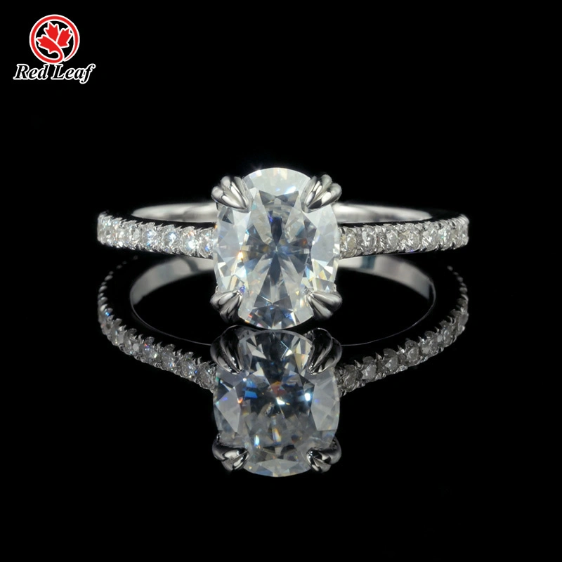 Oval Cut 10K 14K 18K White Gold GRA Certified Moissanite Engagement Ring Custom Lab Made Jewelry -Redleaf 1