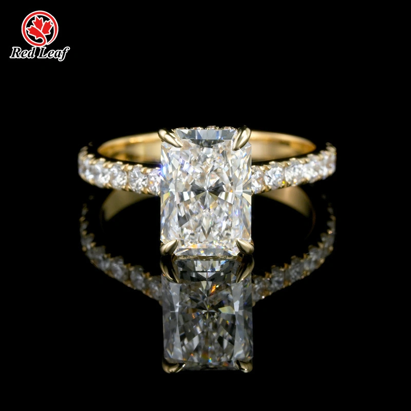 Radiant Cut 10K 14K 18K Yellow Gold 1CT 2CET DEF VVS IGI Certificate Lab Grown Diamond Ring Custom Lab Grown Engagement Rings -Redleaf 1
