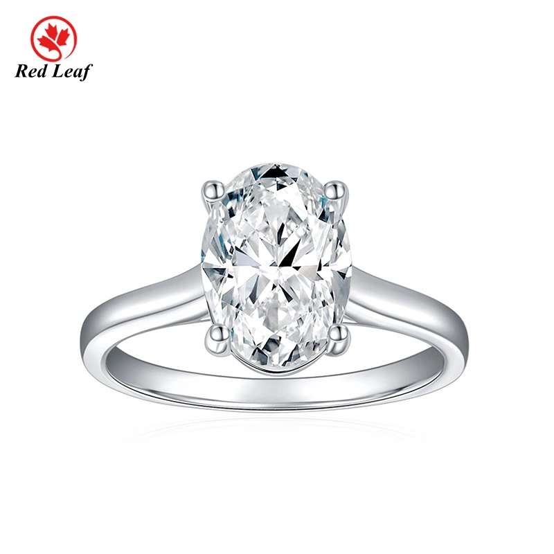 2.5CT Oval Cut 925 Sliver 10K 14K White Gold Moissanite Engagement Ring Custom Lab Made Jewelry -Redleaf 1