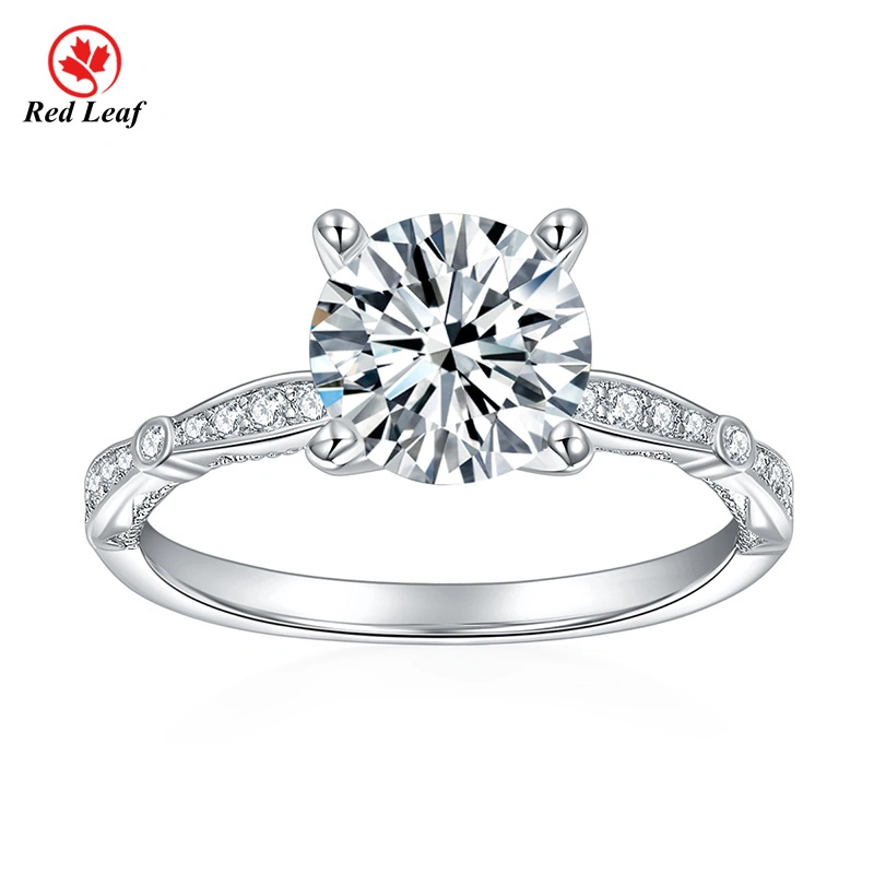 Redleaf Round Cut 925 Sliver 10K 14K White Gold 1.5CT Moissanite Ring Custom Lab Made Jewelry 1