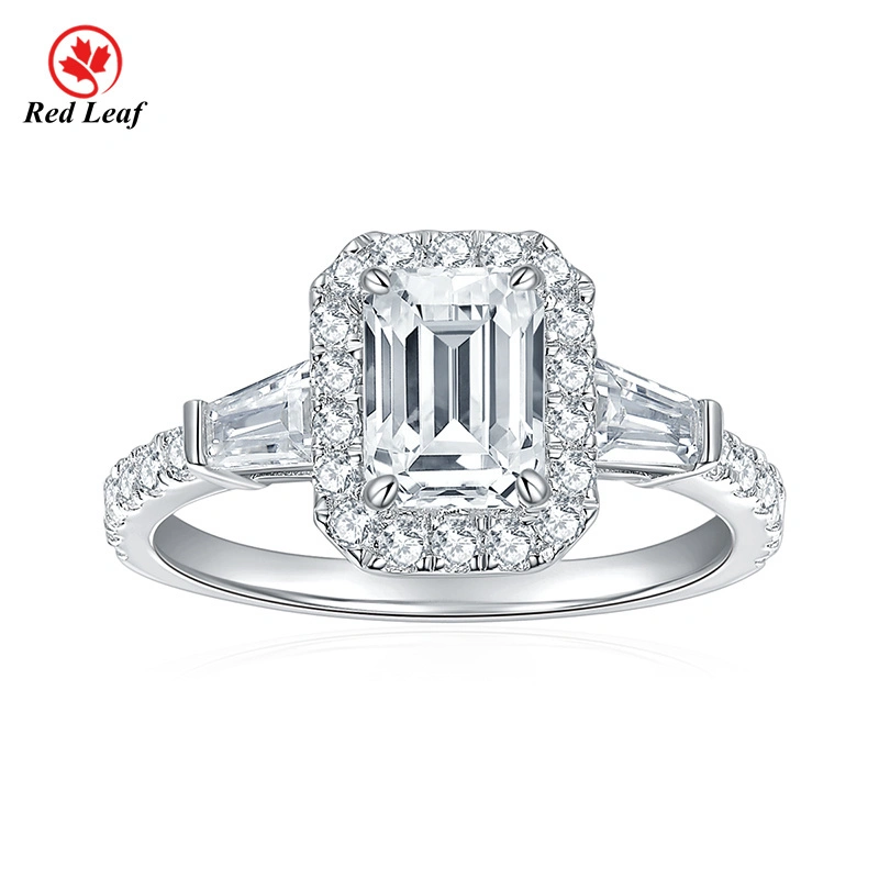 925 Sliver 10K 14K White Gold 1CT Emerald Cut Moissanite Ring Custom Engagement Ring -Redleaf 1