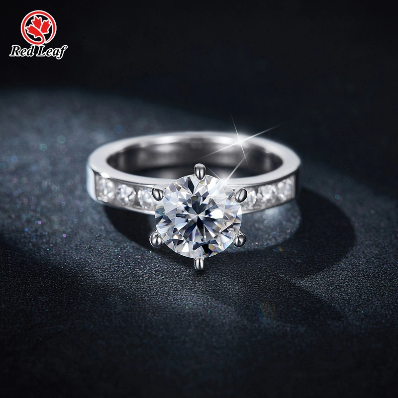 925 Sliver 10K 14K White Gold Round Cut 2CT Moissanite Ring Custom Engagement Ring -Redleaf 1