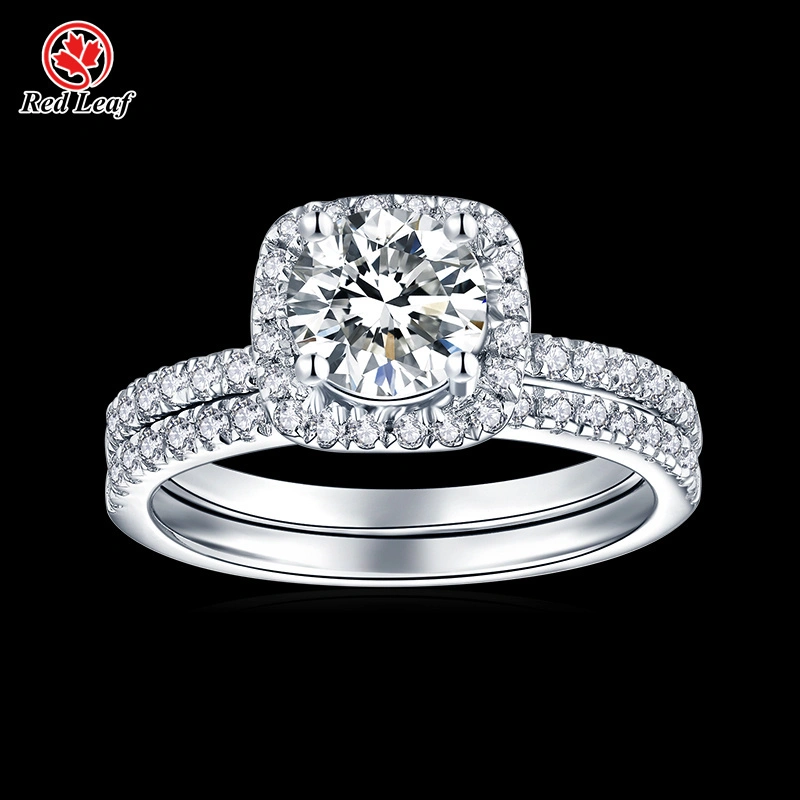 1CT Round Cut 925 Sliver 10K 14K White Gold Moissanite Ring Couple's Engagement Ring -Redleaf 1