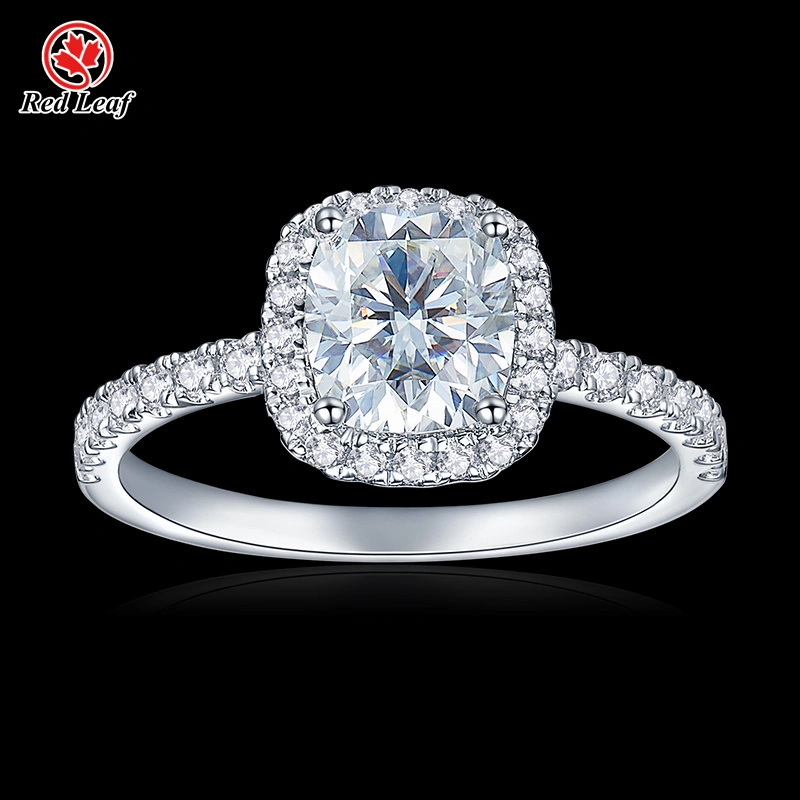 1.5CT Cushion Cut 925 Sliver 10K 14K White Gold Moissanite Ring Custom Engagement Ring -Redleaf 1
