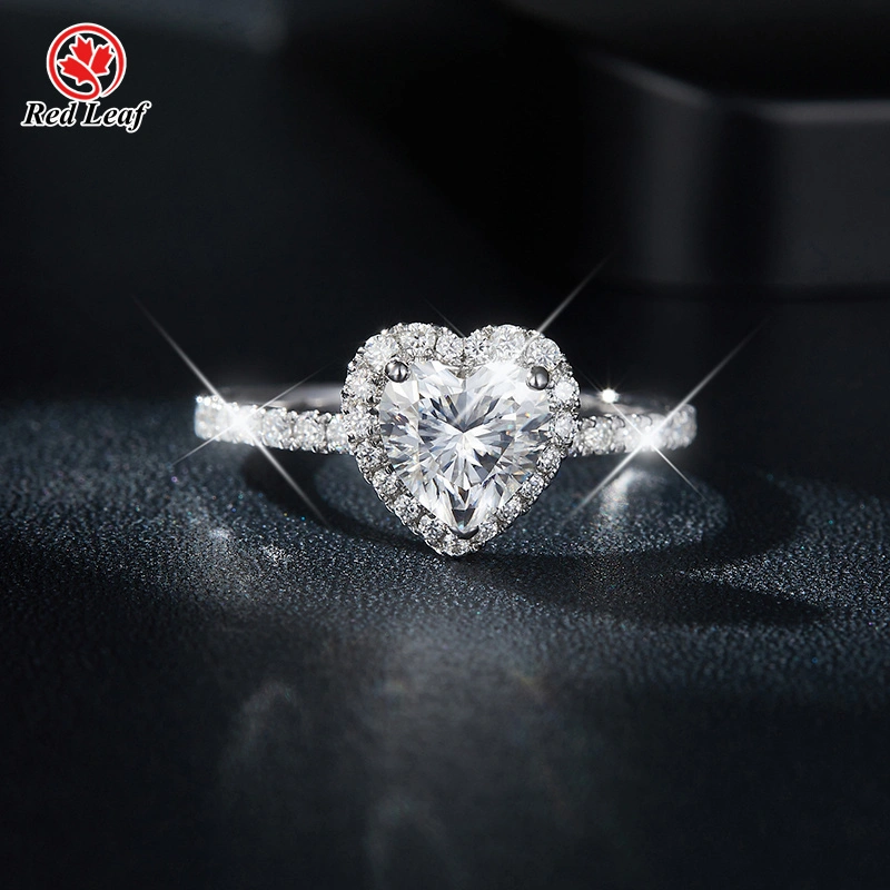 925 Sliver 10K 14K White Gold 1.2CT Heart Cut Moissanite Engagement Ring Custom Jewelry -Redleaf 1