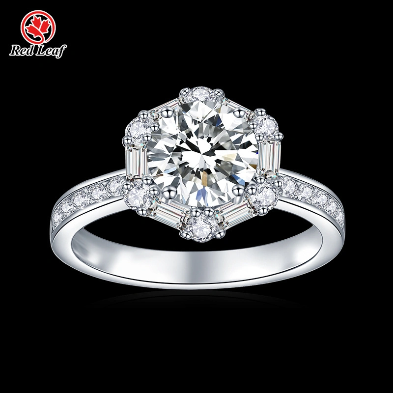 925 Sliver 10K 14K 18K White Gold  1.5CT  Round Cut Moissanite Engagement Ring -Redleaf 1