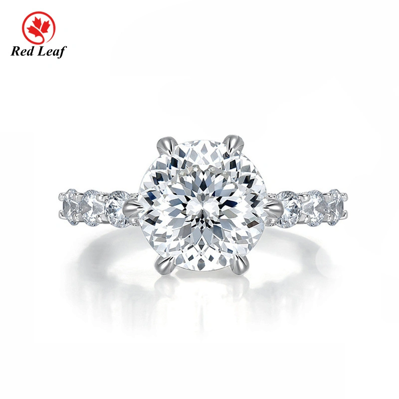 925 Sliver 10K 14K 18K White Gold 3ct Round Cut Moissanite Engagement Ring GRA Certificate-Redleaf 1