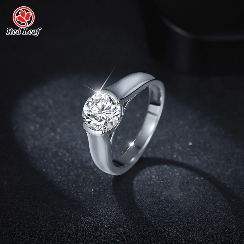 1CT Round Cut 925 Sliver 10K 14K 18K White Gold Moissanite Engagement Ring -Redleaf 1