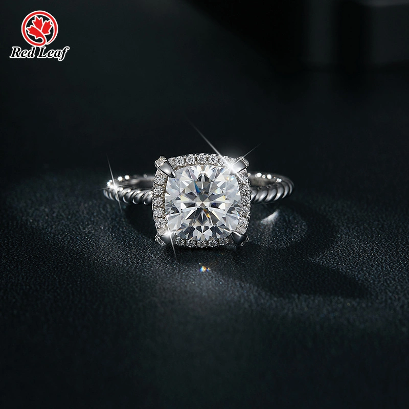 925 Sliver 10K 14K 18K White Gold 2.5CT Cushion Cut Moissanite Custom Engagement Ring -Redleaf 1