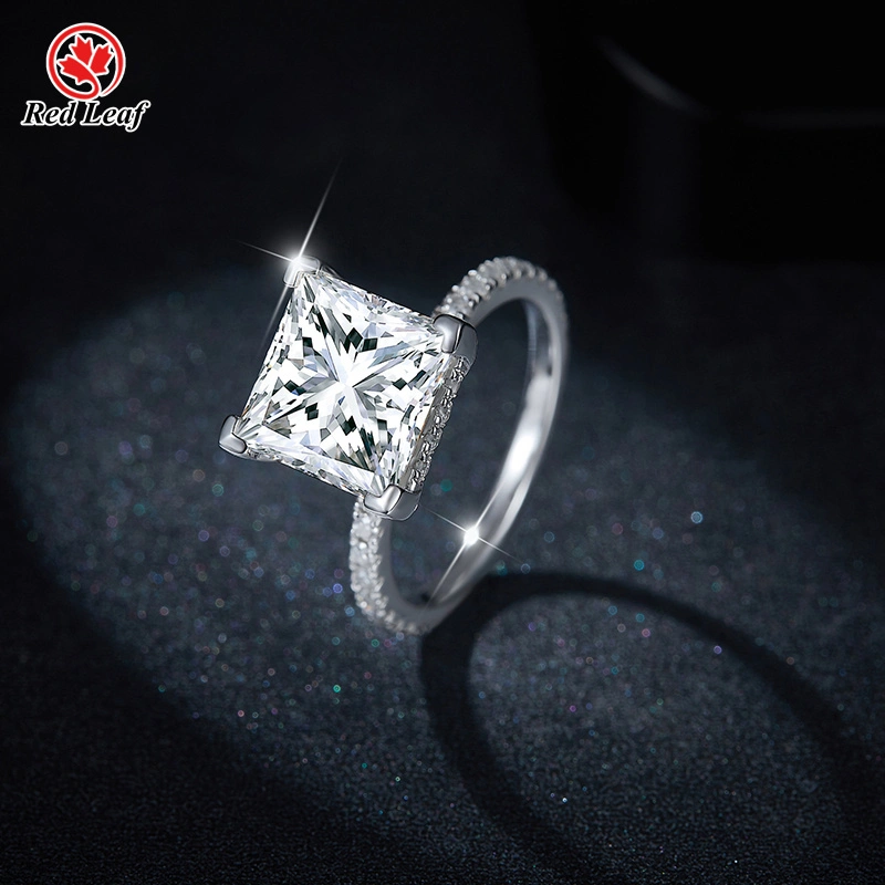 5CT Princess Cut 925 Sliver 10K 14K 18K White Gold Moissanite Ring Custom Engagement Ring -Redleaf 1