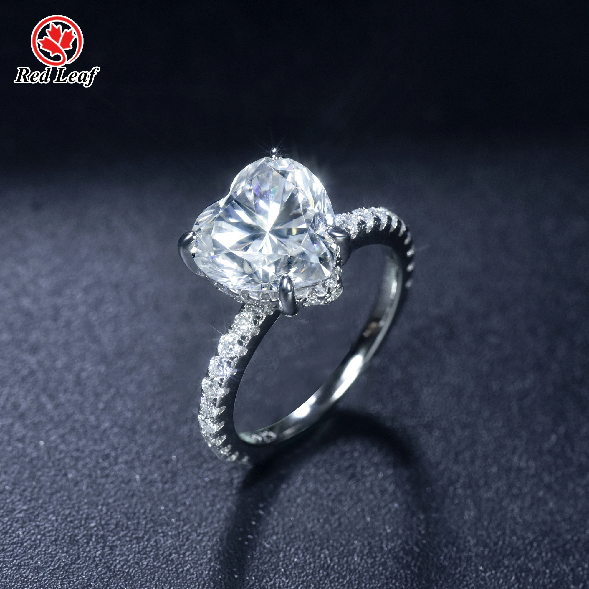 3.5CT Heart Cut  925 Sliver 10K 14K White Gold Moissanite Custom Engagement Ring -Redleaf 1