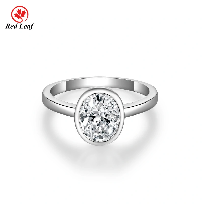 925 Sliver 10K 14K 18K White Gold 2ct Oval Cut Moissanite Solitaire Ring -Redleaf 1
