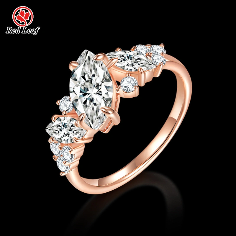 925 Sliver 10K 14K 18K White Gold 1CT Marquise Cut Moissanite Engagement Rings-Redleaf 1