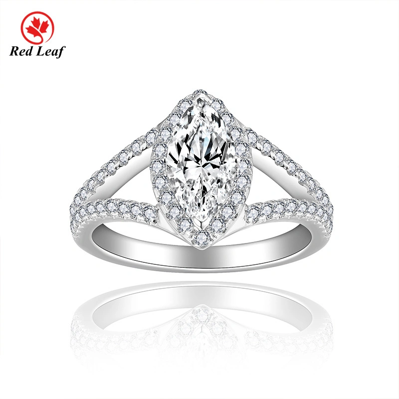 1CT Marquise Cut 925 Sliver 10K 14K 18K White Gold Moissanite Rings Custom Engagement Rings -Redleaf 1