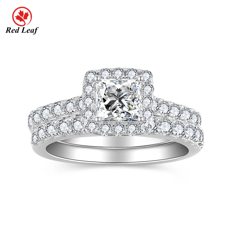 Redleaf 0.8CT Princess Cut 925 Sliver 10K 14K 18K White Gold Moissanite Ring Custom Engagement Ring 1