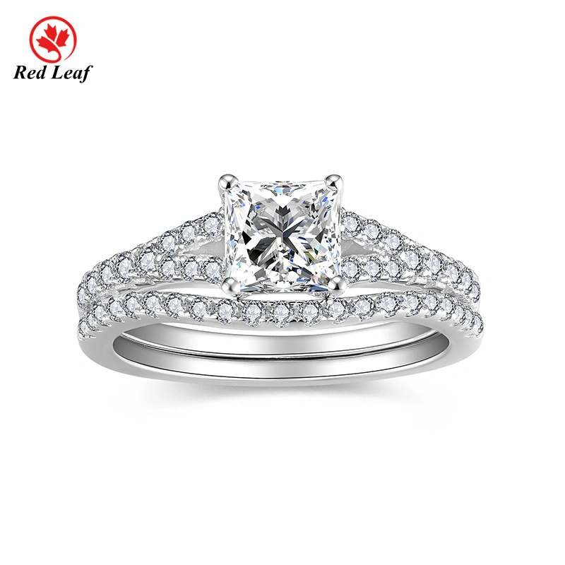 925 Sliver 10K 14K 18K White Gold Princess Cut 1CT Moissanite Engagement Ring  -Redleaf 1