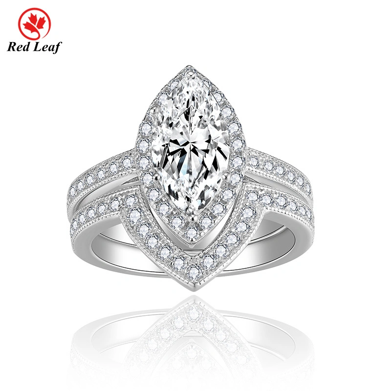 2ct Marquise  Cut Moissanite Pave Setting Engagement Ring Set 1