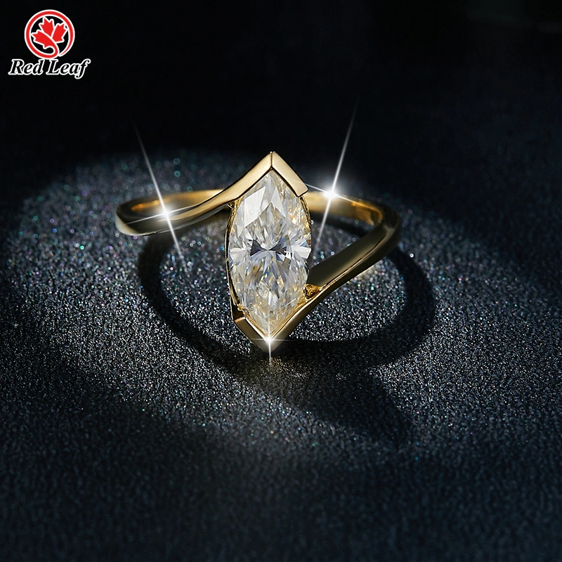Anillo de compromiso de moissanita de 1 quilate con corte marquesa en plata 925 de 10 quilates, 14 quilates y 18 quilates. 1