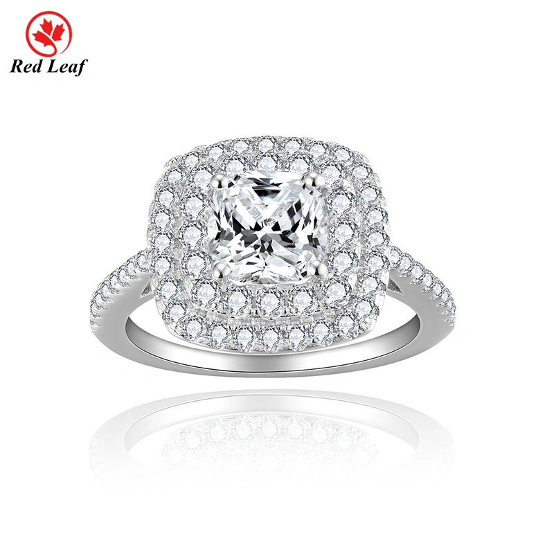 Anillo de moissanita de corte princesa de 1,5 quilates en plata 925 de 10 quilates, 14 quilates y 18 quilates en oro blanco - Redleaf 1