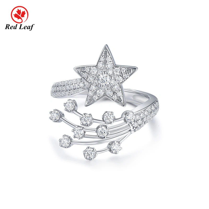 Round Cut 2.3mm 925 Sliver 10K 14K White Gold Moissanite Engagement Ring  -Redleaf 1